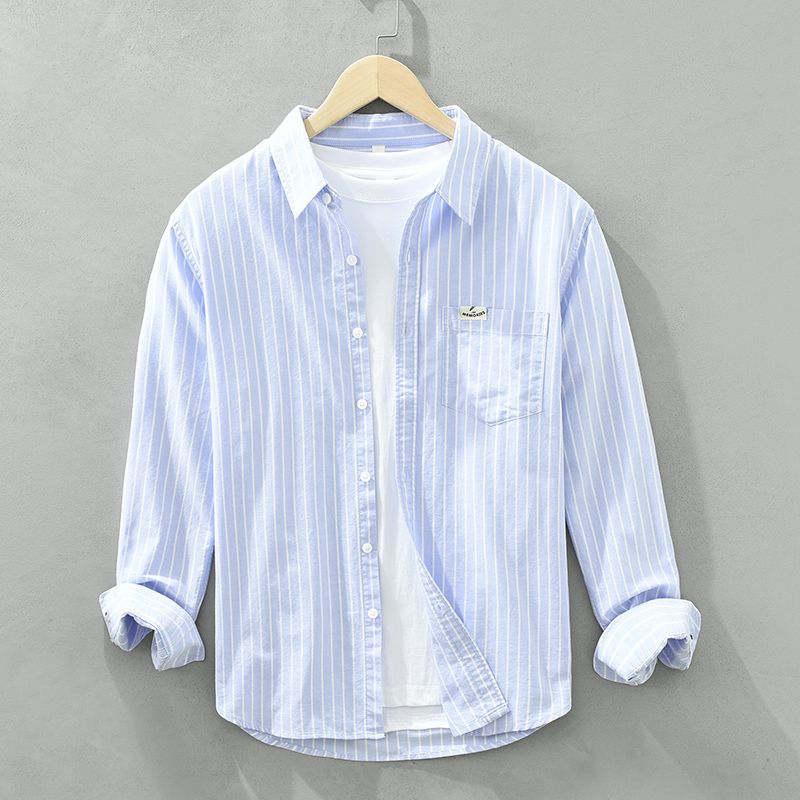 Blue Casual Elegance Striped Long Sleeve Shirt