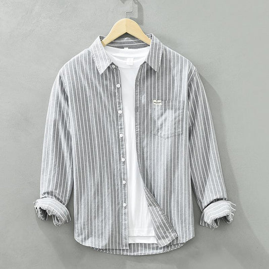 Grey Casual Elegance Striped Long Sleeve Shirt