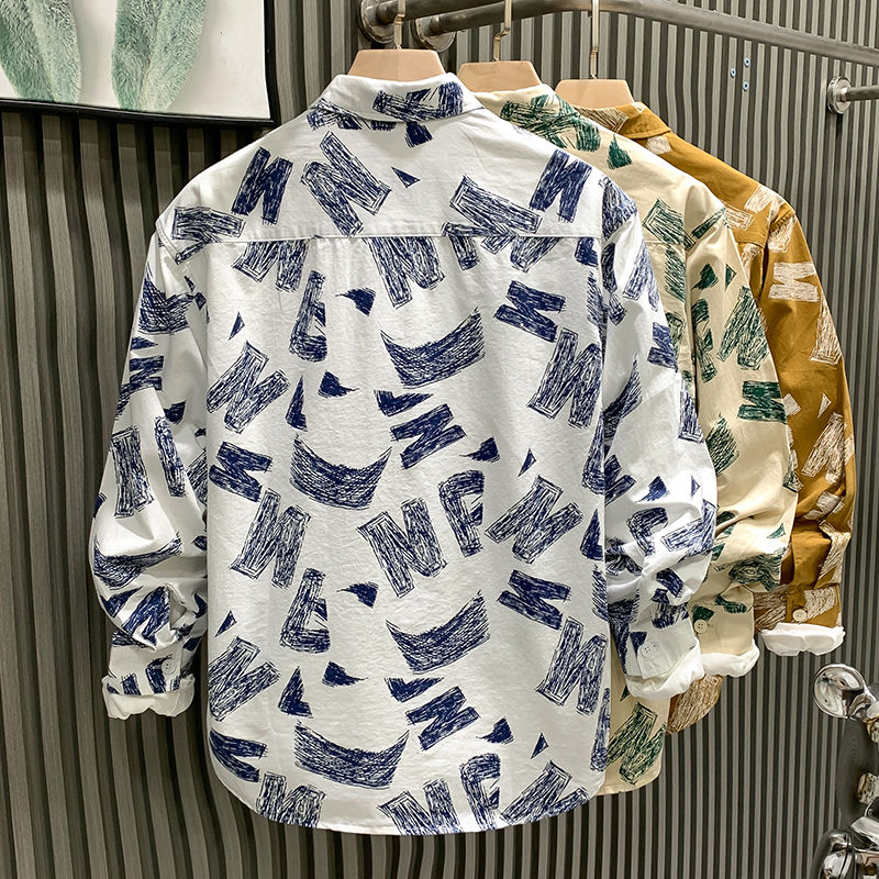 White Artisan Sketch Abstract Printed Shirt