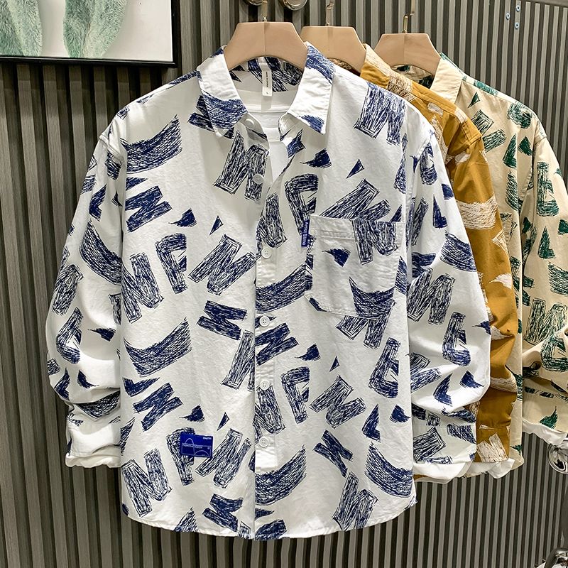 White Artisan Sketch Abstract Printed Shirt